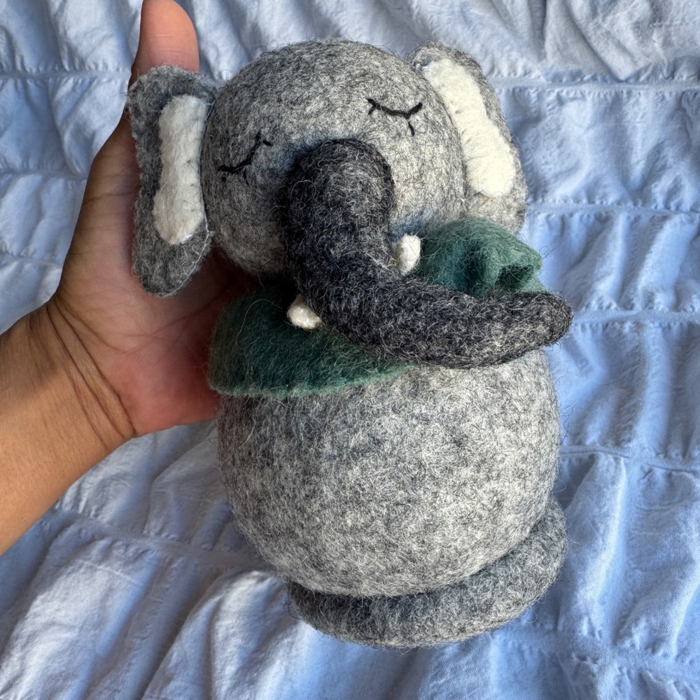 Gamcha Felt Elephant Grey Danish Design Handmade Wool Scandi Nursery Decor Toy